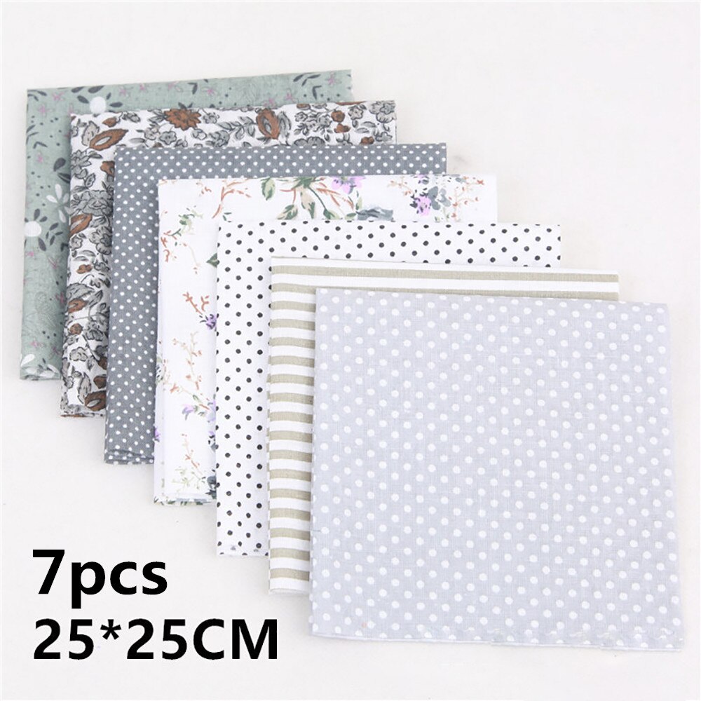 7pcs DIY Craft Sewing Square Floral Cotton Fabric Patchwork Cloth Set Random 25*25cm 50*50cm Tela Para Hacer Mascarillas: F / 25X25cm