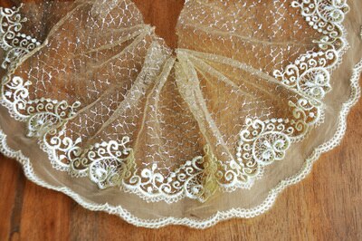 Borde de encaje 5 metros amarillo malla de gasa tul bordado tela cinta ropa vestido Material costura 17cm-26cm de ancho S5C224: 17cm 6.69in wide n3