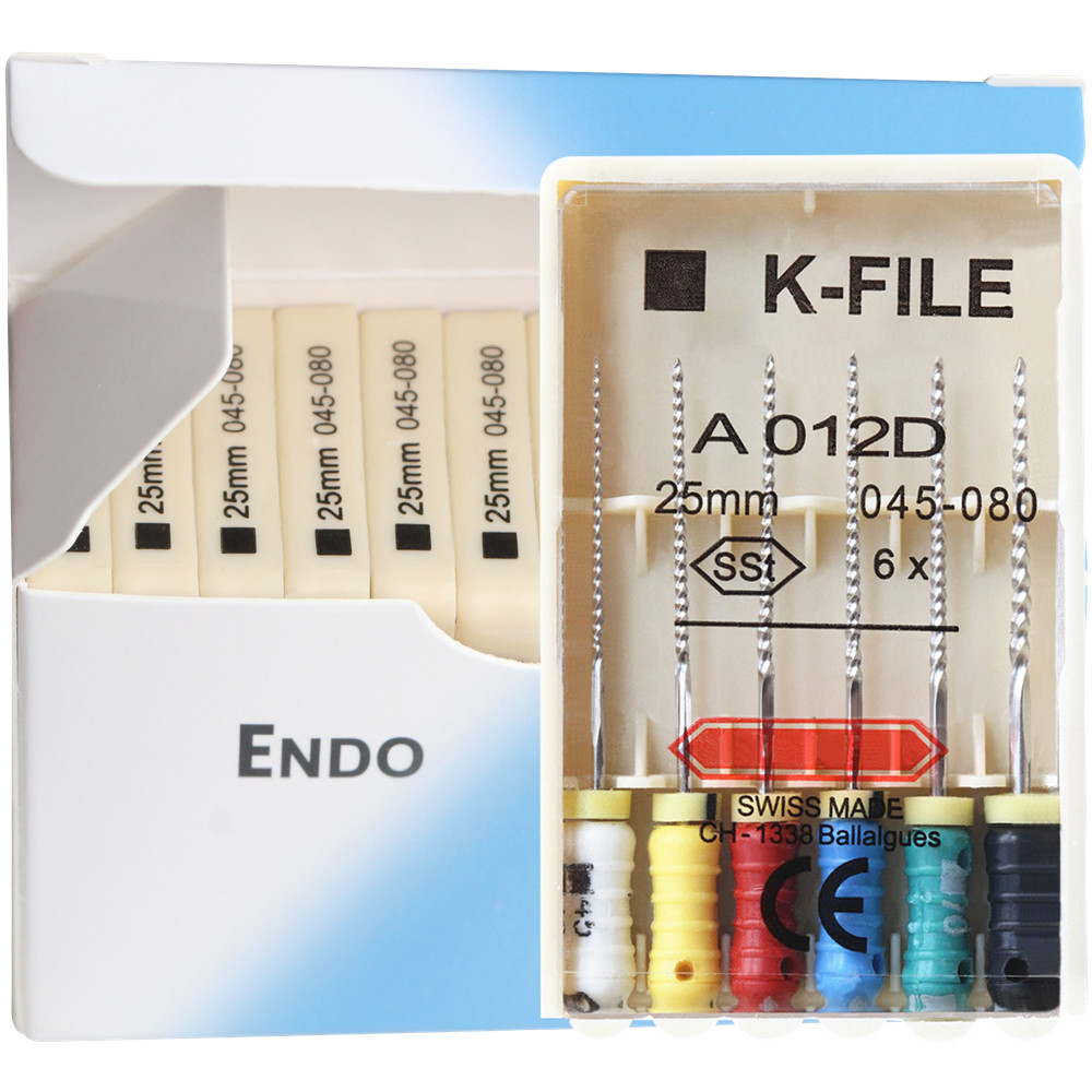 K-FILE Dental de acero inoxidable, limas de Endodoncia de uso manual, productos de laboratorio de odontología, 21/25/31mm, 10 paquetes/caja: Gris