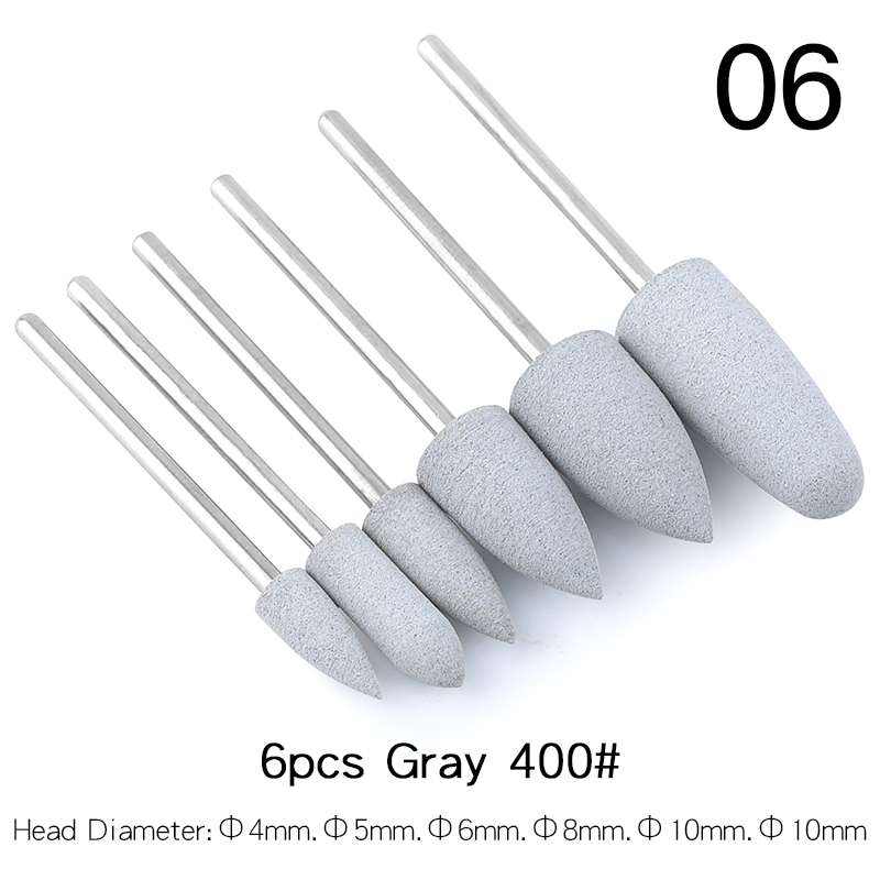 Tignish mix 6 stuks/set 3/32 '' silicagel nagelboor polijstbit uv gellak verwijderen elektrische boor manicure pedicure vijl gereedschap: 06