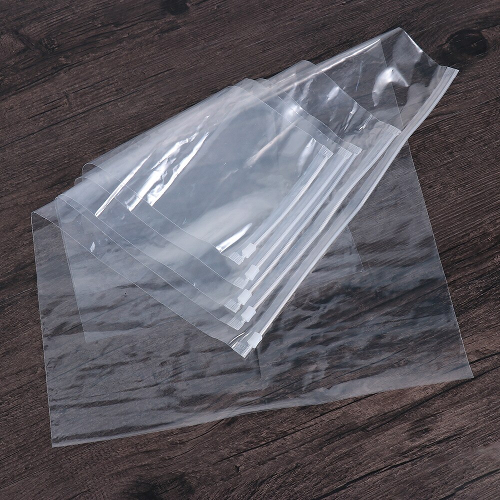 5pc transparente à prova dself água auto selo pacote de plástico cobertor pano de armazenamento durável bolsa zero saco de resíduos com zíper ferramentas de bloqueio