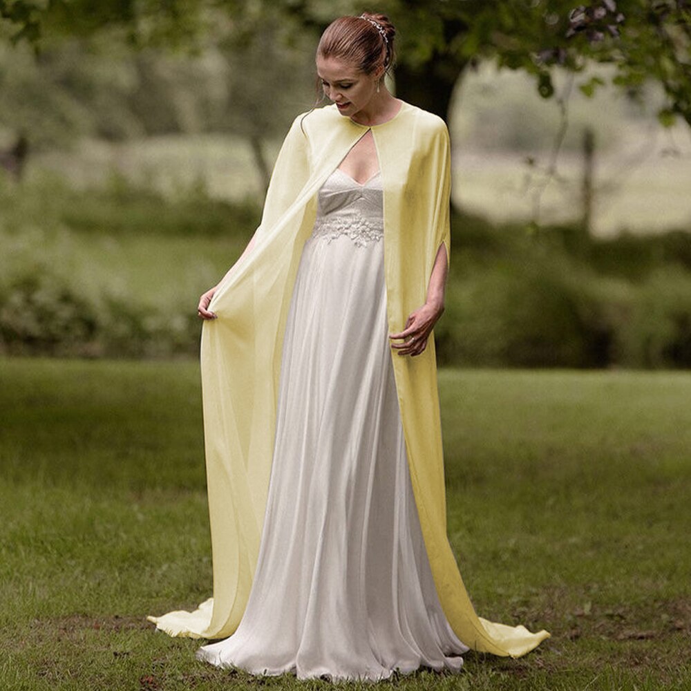 Longue Cape en Mousseline pour Femme, Châle Doux et à Col Rond, Blanc et Noir: L / YELLOW