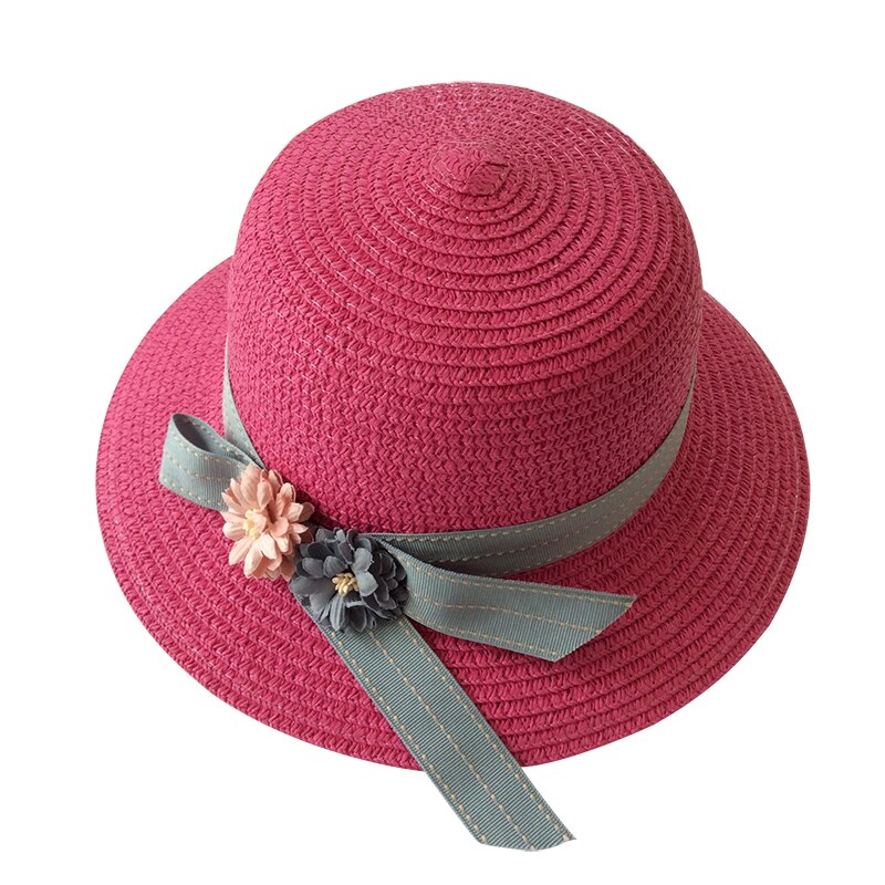 Chapeau de paille à fleurs pour filles, Panama, casquette de soleil pour enfants, chapeaux d&#39;été pour bébés