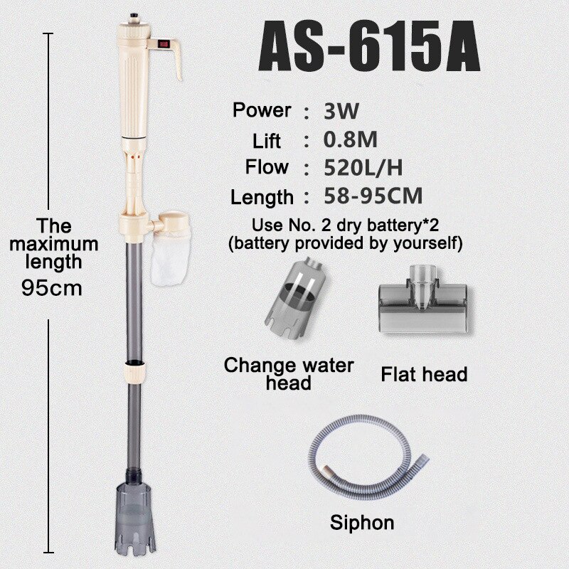 Electric/manual aquarium fish tank bottom sand cleaner Water changer Multifunctional fish tank cleaner Water changer: AS-615A