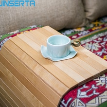 JINSERTA Natürliche Holz Sofa Tablett Rad Klapp Sofa Armlehne Tablett Bambus Unterhose Untersetzer Isolierung Pad