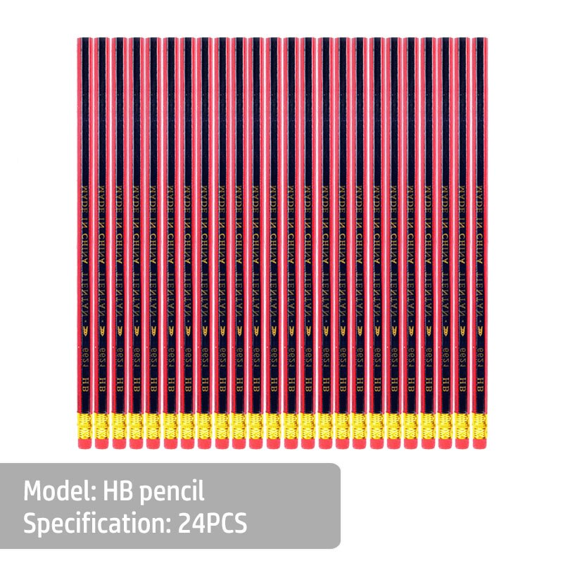 24/48/108Pcs /Lot Sketch Pencil Wooden Lead Pencils HB Pencil With Eraser Child Drawing Pencil School Writing Sketch Stationery: HB 24pcs1