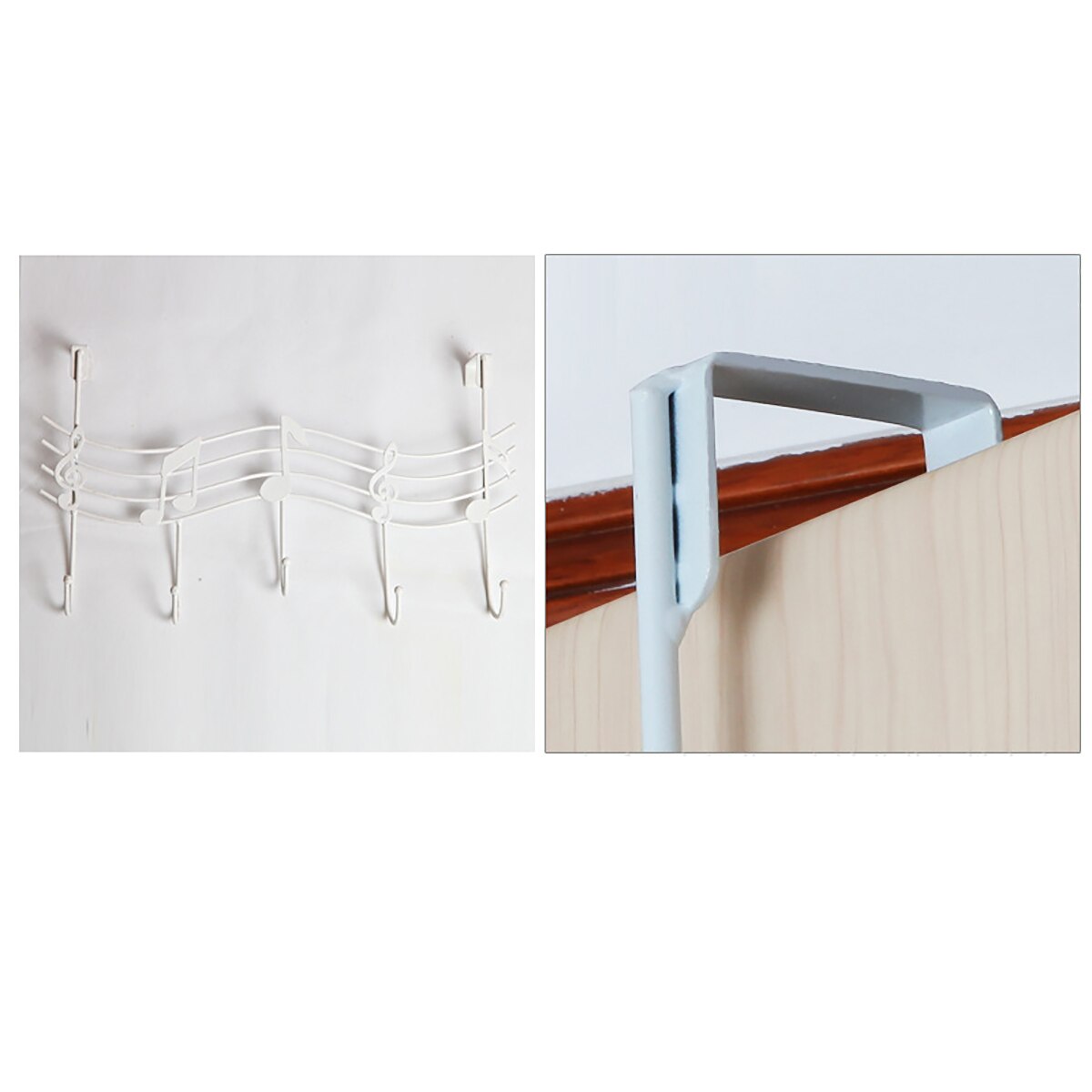 Notas musicales creativas, ganchos de pared, colgador organizador de cocina para baño, colgador de hierro con 5 ganchos