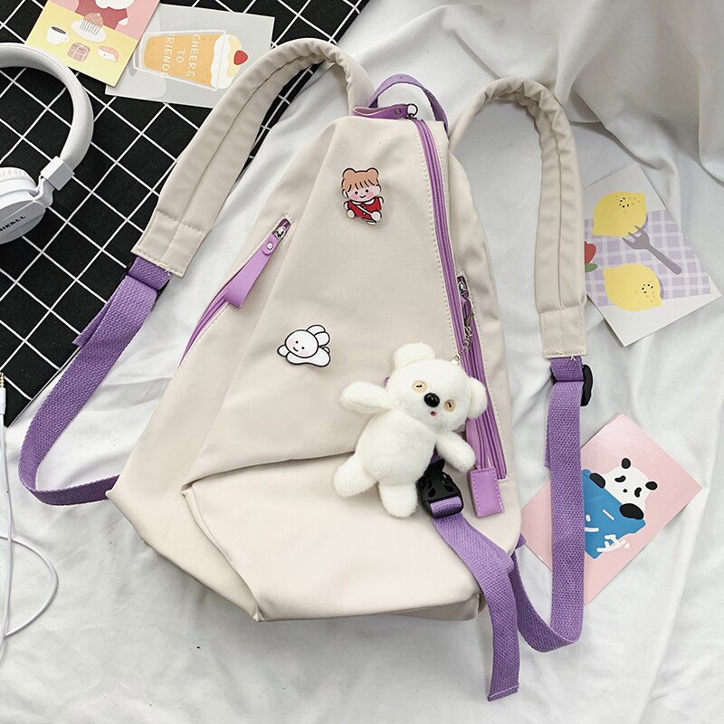 DCIMOR Folding Buckle Backpack Waterproof Nylon Women Backpack Casual Bag Daily Backpacks рюкзак женский Student Schoolbag: purple / only backpack