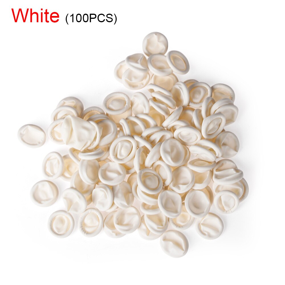 Guantes desechables de goma Natural, antideslizantes, protectores de dedos de látex, novedad, 100 Uds.: Blanco