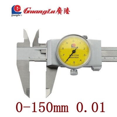 Calibre de Dial Guanglu, pinzas Vernier de Paquimetro de acero inoxidable de alta precisión de 0,01mm, instrumentos de medición, herramientas de medición: 0.01mm