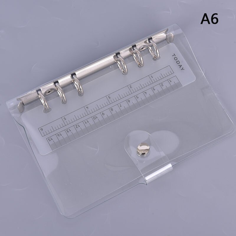 Carpeta de archivadores de plástico PVC transparente, carpeta de suministros para escuela y oficina, cuaderno A5/A6/A7, anilla de hojas sueltas, 1 unidad: A6