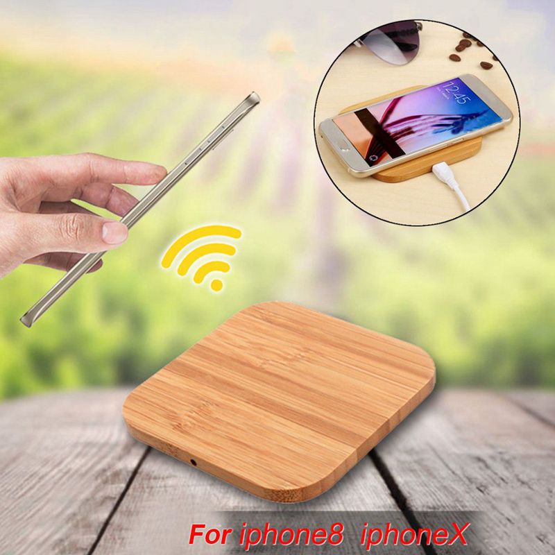 Draagbare draadloze qi-oplader, slanke houten oplader voor iphone 8/ , iphone 8 plus/iphone x, draadloze oplader voor smartphones, voor sam