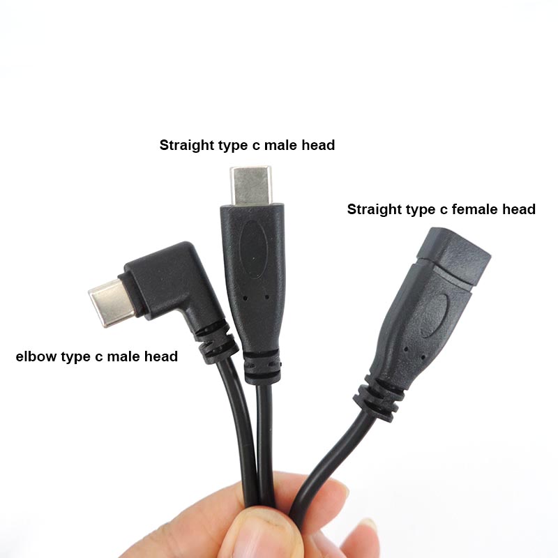 0.25M Draad 2 4 Pins Kern Usb 2.0 Type C Mannelijke Vrouwelijke Kabel Haakse Stekker Verlengstuk Diy Reparatie Data Opladen 25Cm U