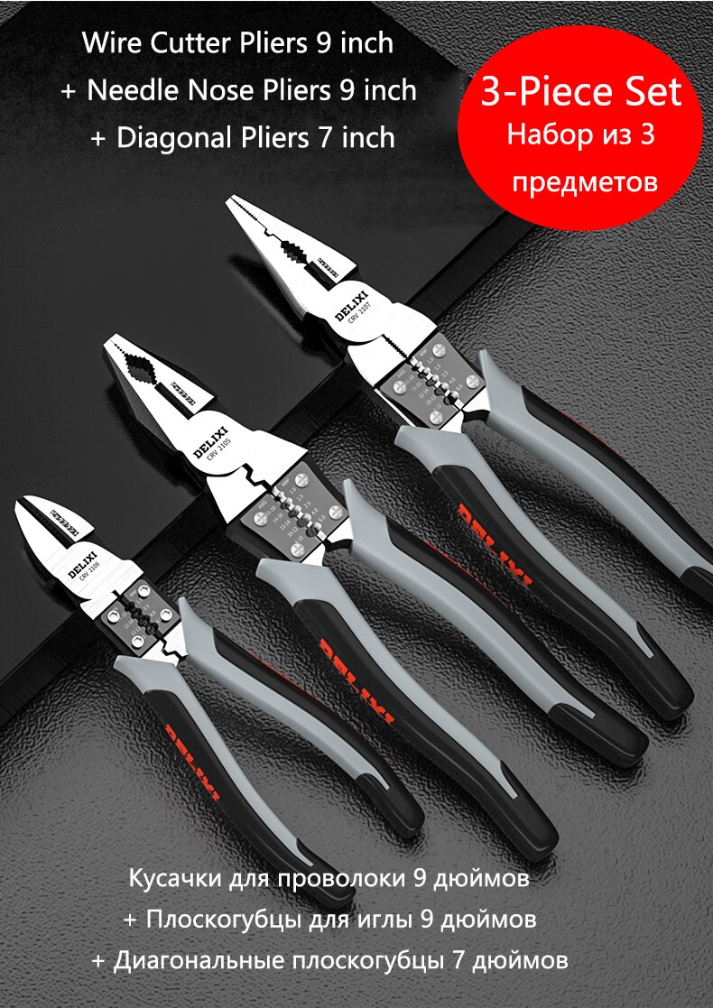 Multifunctionele Universele Diagonale Tang Punttang Hardware-instrumenten Universele Kniptang Elektricien: 3-piece set