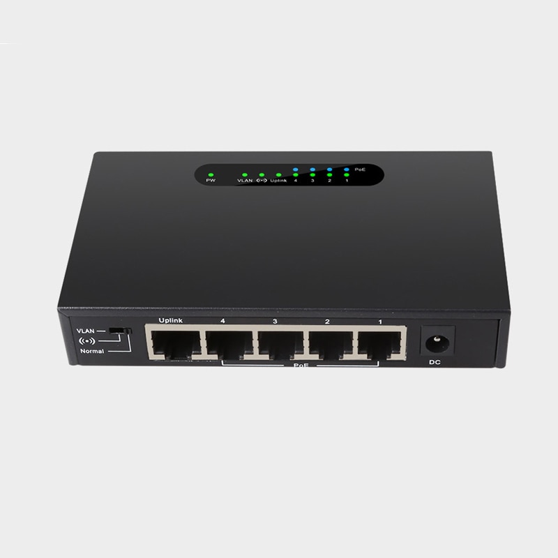 Ethernet Netwerk Switch Poe Switch Ondersteuning Verlengen 250M 52V Netwerk Switch Mini RJ45 5 Poort 4 Poe Poort + 1 Uplink Snelle Snelheid