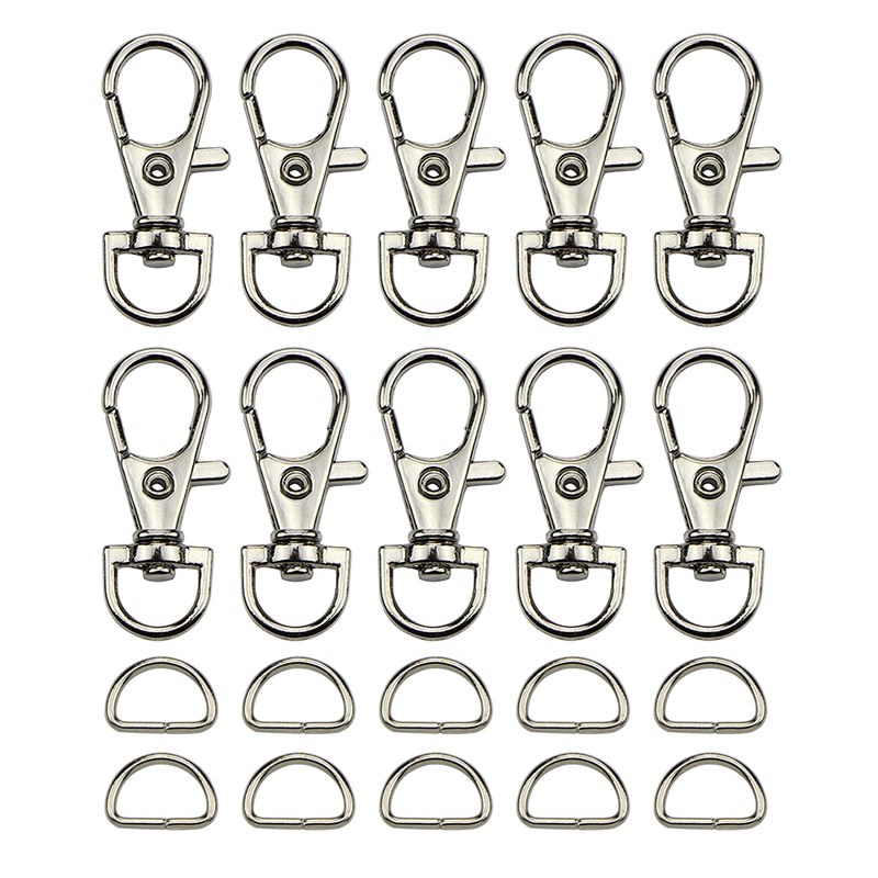 60 Stks/set Metalen Karabijnhaak Clip Swivel Trigger Hond Gesp Sleutelhanger Keyhooks Diy Craft Karabijn (30 Stuks Sluitingen + 30Pcs D Ring)