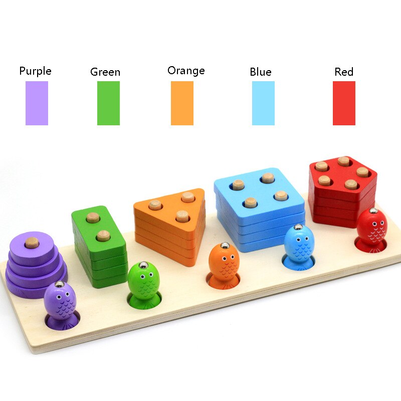 Formensortier- und stapelspielzeug aus holz für kleinkinder, farbsortierspielzeug, stapel- und sortierspielzeug aus holz für babys, angelspiel