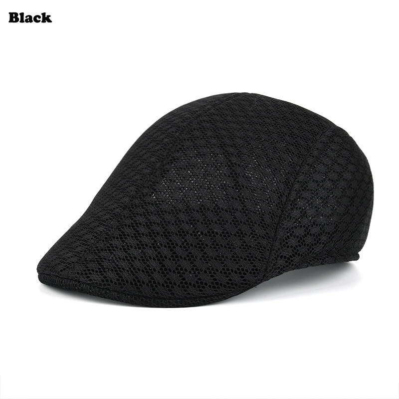Outdoor Golf Beret Cap Flat Cap Casual British Style Peaked Cap Golf Hat Breathable Mesh Running Tourist Golf Hat For Men Women: Black