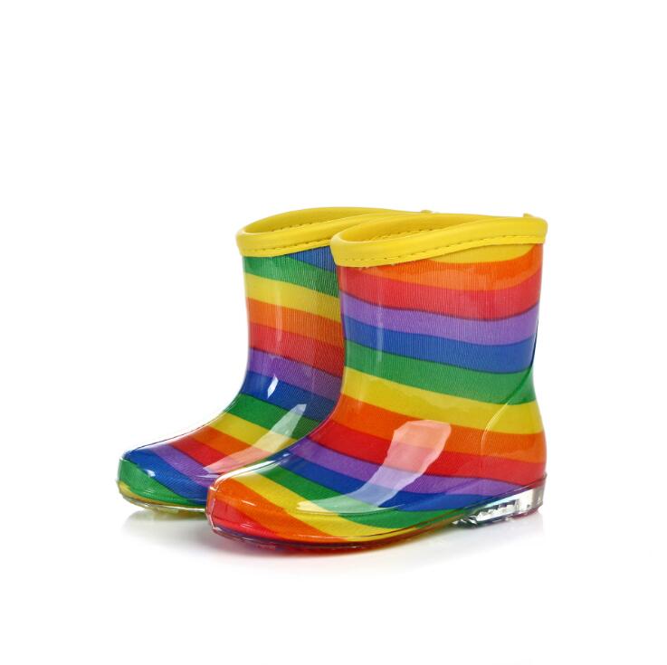 Children Rain Boys Girls Jelly Shoes Boots Rainbow Colorful Boot Toddler Spring Autumn Rubber Rainboots