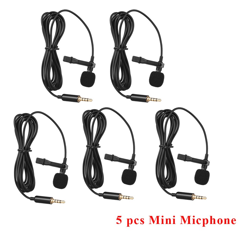 Andoer EY-510A 2/3/5 Pcs Mini Draagbare Clip-On Revers Lavalier Condensator Microfoon Bedrade Microfoon Voor Smartphone Pc laptop: 5 PCS