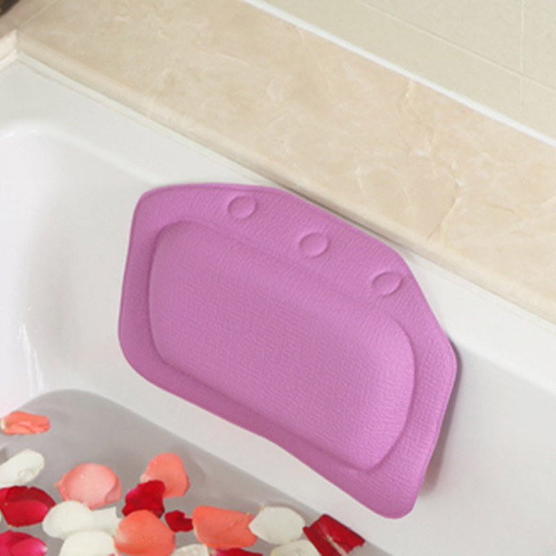 4 farver badeværelsestilbehør vandtæt badekar spabadpude med sugekopper nakkestøtte til hjem og havepuder: Lilla