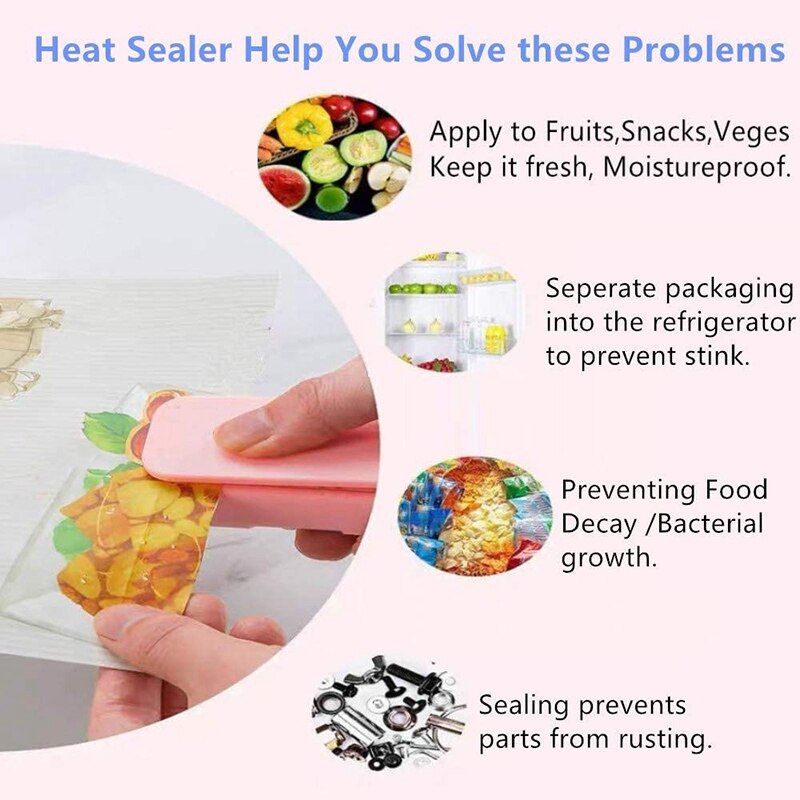 Warmte Zak Sealer, naadlasmachines Mini Warmte Sealer Machine Voor Voedsel Saver Storage Snack Verse Handheld (2 Pack)