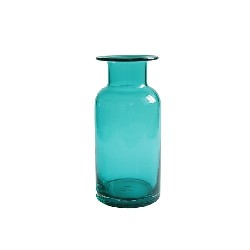 Ocean blue glass vase rustic wind vase plant vase glass jar: D