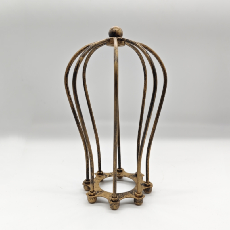 E27 schaduw zwart afgewerkt ijzeren edison lampenkap vintage verlichting kooi schaduw met fitting DIY lampaccessoires: GRIJS