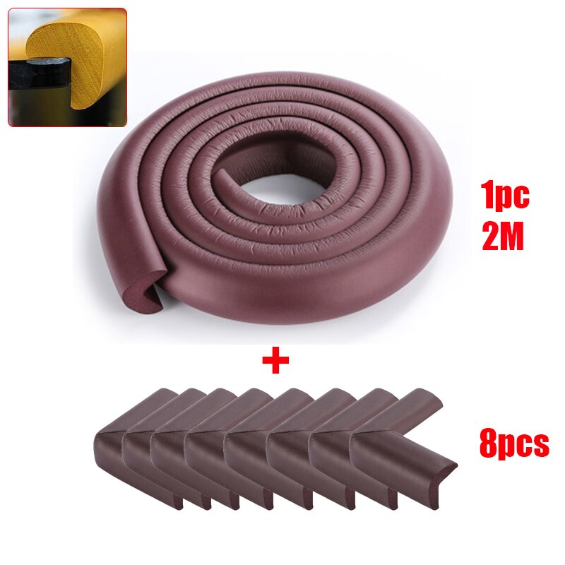 2M de protección de la infancia equipo bebé de seguridad para niños muebles ángulo Protector para Borde de esquina en forma de U de vidrio de de cintas: L corner set brown