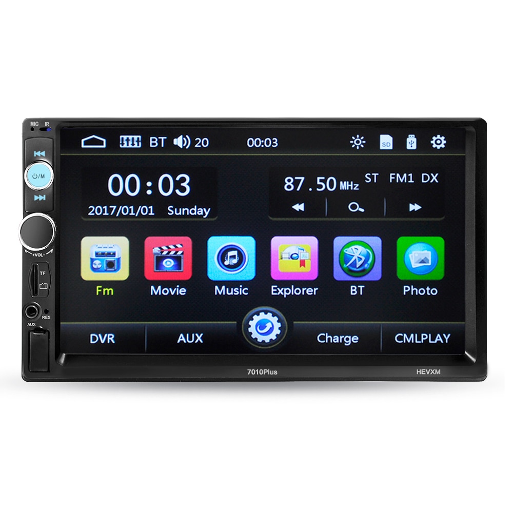 7- tum bil multimediaspelare 2 din hd bluetooth universal radio  mp5 media tf fm aux-ingång backkamera