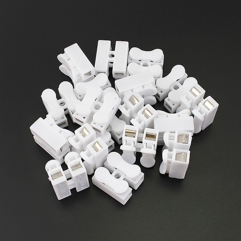 Conector de Cable eléctrico CH2, Terminal de conexión de tira LED, 2 pines, empalme rápido, Terminal de prensa de 220V, 26 unids/caja