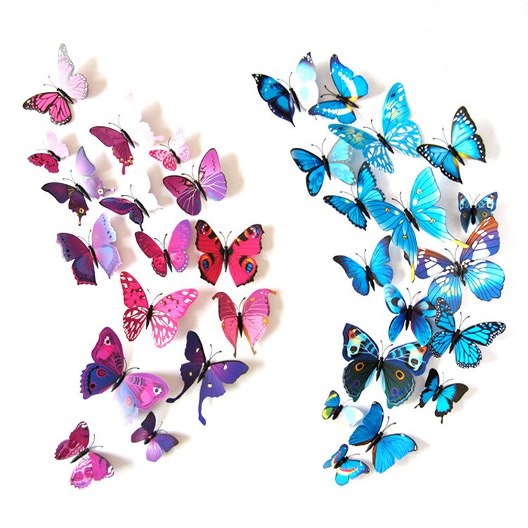 12PCS/Lot Garden Butterfly Decorative Stakes Wind Spinners Garden Decorations Simulation Butterfly Stakes Yard Plant Lawn