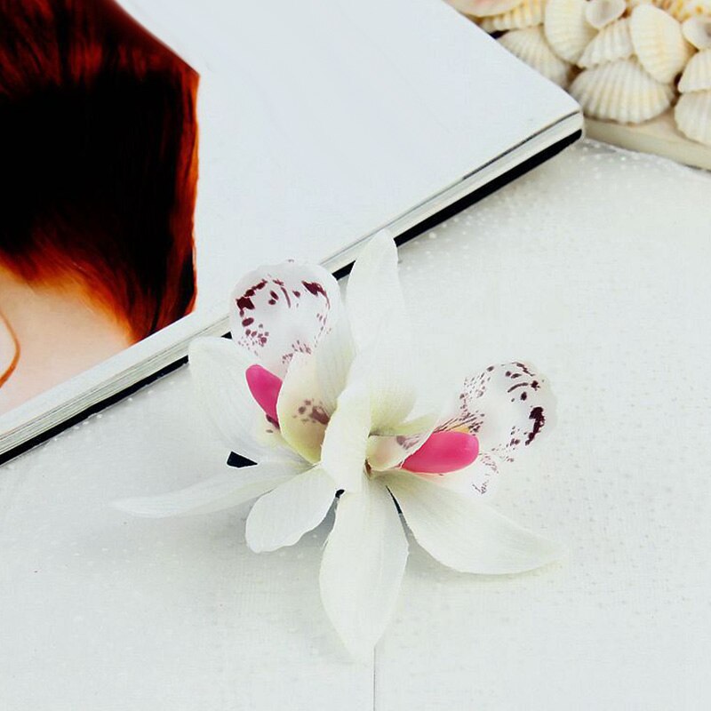 Pinzas para el pelo con flores de orquídeas hawaianas, pasador Multicolor para novia, flor Tropical para playa, boda, , horquilla, accesorio: 03