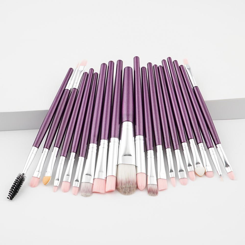 Conjunto de pincéis de maquiagem, kit de pincéis de maquiagem para base, pincéis de sombra, sobrancelha, suporte profissional de escova, 20 peças