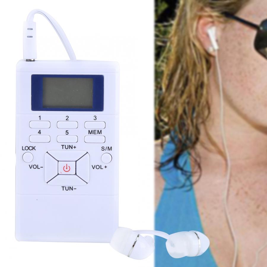 Black/White Mini Portable LCD FM Radio Digital Signal Processing Wireless Receiver With Earphone