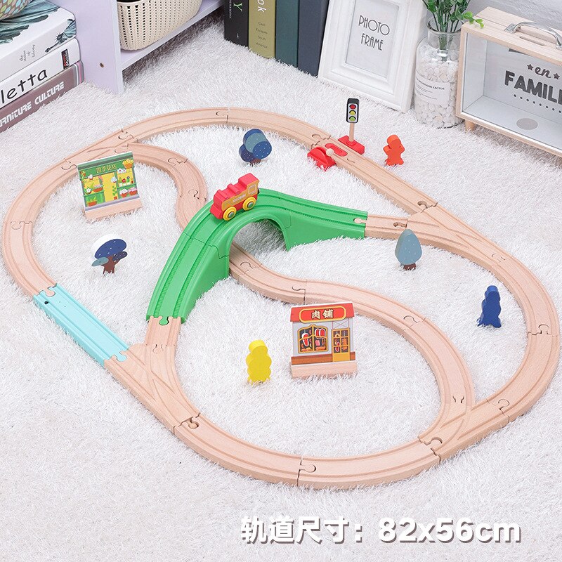 DIY Wooden Track Train with Scene Vocal Track Building Blocks Car Train Railway Track Set Educational Toys Children&#39;s: 16