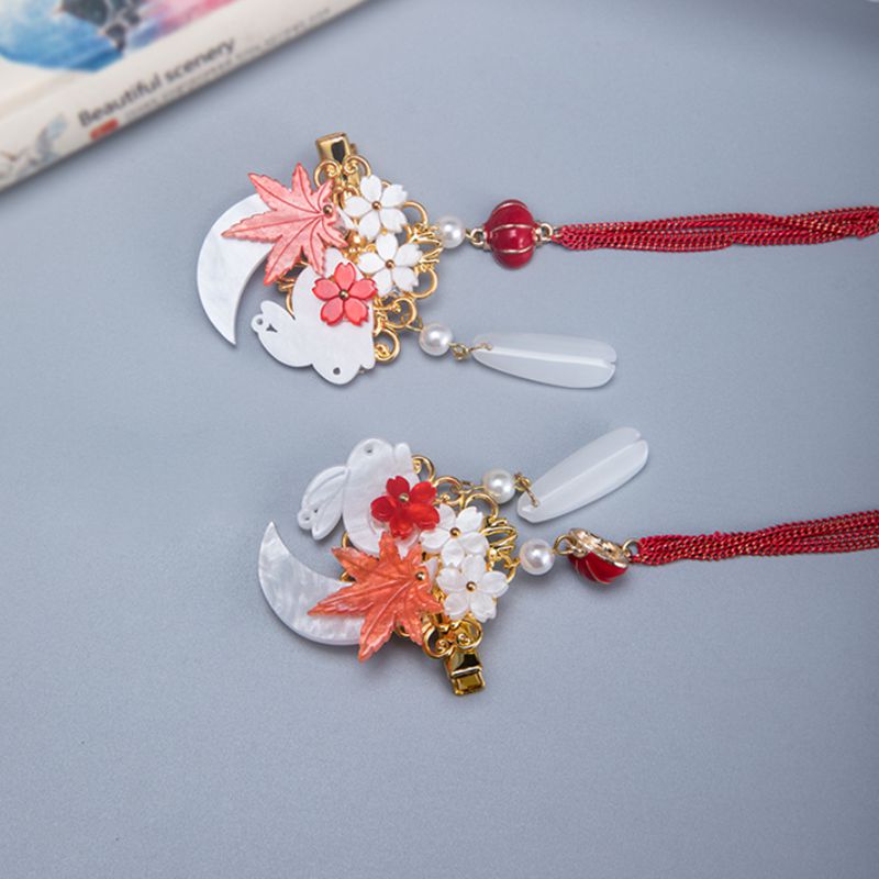 Jahrgang Haarspange Metall Haar Zubehör für Frauen Ahorn Blatt mit Quaste Hanfu Chinesische Haarnadel Kopf Schmuck