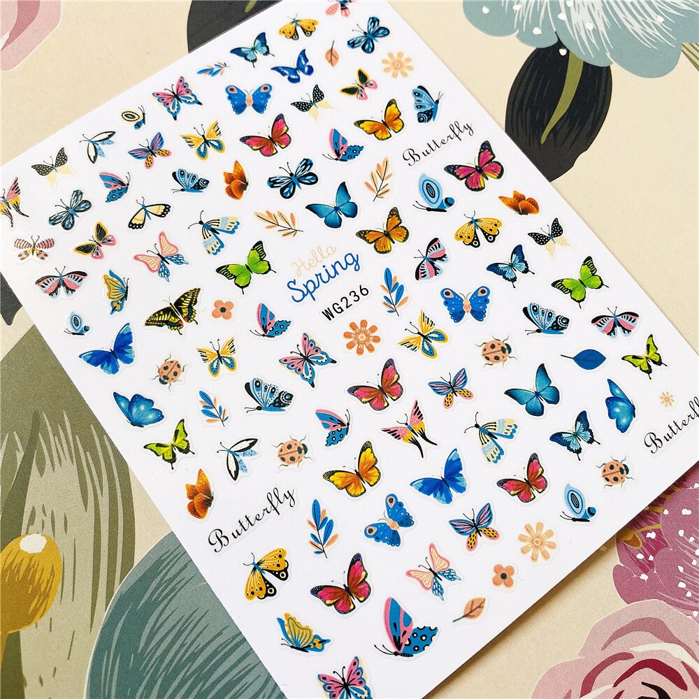 Wg -231-234 prachtige vlinder fantasie 3d lijm op de achterkant nagel sticker nagel decoratie nagel kunst nagel gereedschap nagel ornament