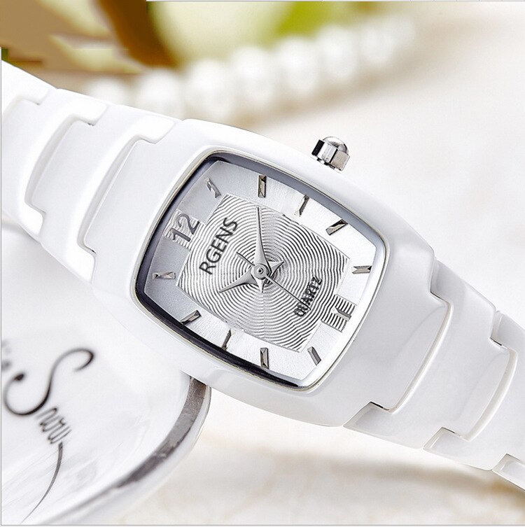 Luksus herre dame ægte sort keramik armbåndsure quartz firkantede originale damer mand elsker ure casual vandtæt diamant