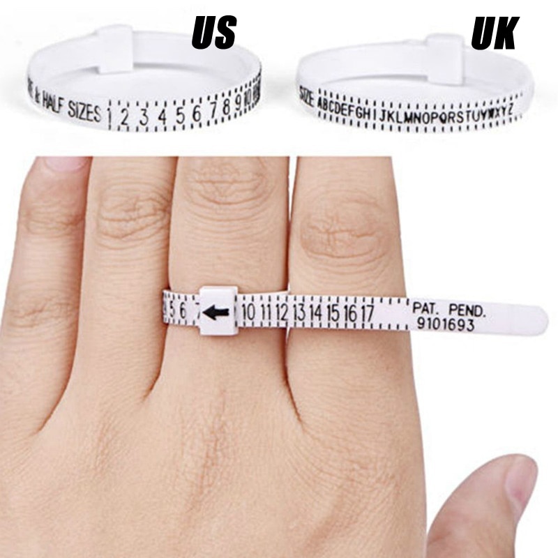 Brand Ring Size Ruler Loop Hand Measure Tool Circle US UK Ring Sizer Measure Finger Gauge For Ring Band Genuine Tester