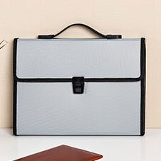 A4 Multi-layer Folder Art Portable Organ Package Student Paper Folder Information Buckle Filing Storage 13 Grids Office Supplies: Gray