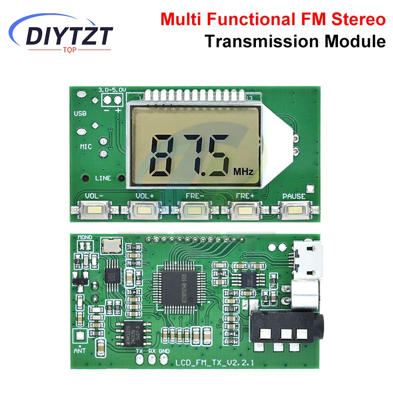 FM Transmitter Module FM Stereo Digital Transmitter Wireless Microphone Microphone Board 3V-5V FM Module 87.0MHz-108.0MHz