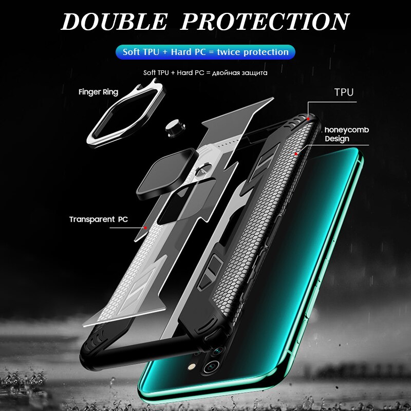 Luxe Armor Zachte Siliconen Metalen Ring Houder Case Voor Xiaomi Redmi Note 8T 7 8 Pro K20 Pro Shockproof bumper Case Cover