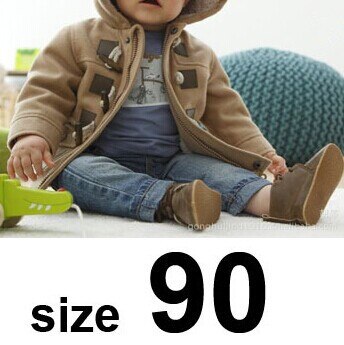 Boys Winter Warmer Clothes 2 Color Kids Outerwear Coat For 1-3 Yrs Baby Thick Clothing Children Hooded Jacket: Browm 90