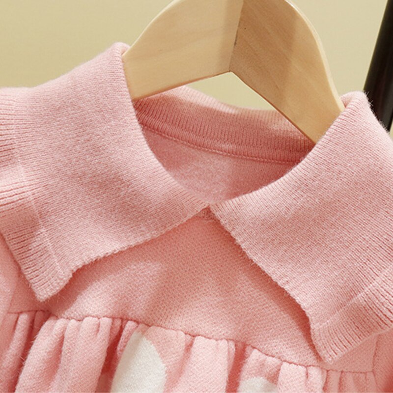 Ropa de invierno para niña bebé , suéter para bebé, muñeca de manga larga con solapa y lunares, ropa de invierno para niña bebé