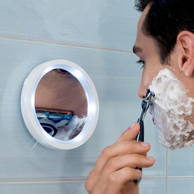 Med lys makeup spejl badeværelse sugekop skønhedsspejl 360 graders led lys 5x makeup forfængelighed lys op spejle
