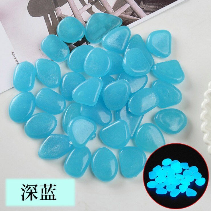 Pedras coloridas que brilham no escuro para aquário, pedrinhas luminosas para decoração de jardim, ambientes externos, tanque de peixes, 100 peças: Azul