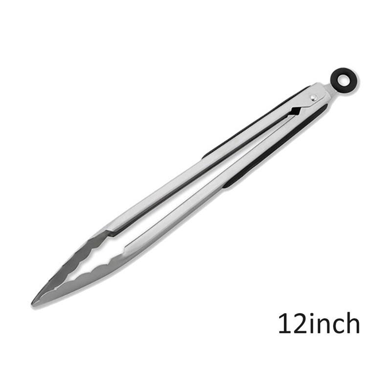 1pc Edelstahl Küche Tong Wärme Beständig Hohl-Out Grill Zange Lebensmittel Zange Küche Werkzeuge BBQ Werkzeuge Zubehör: 12 Inch