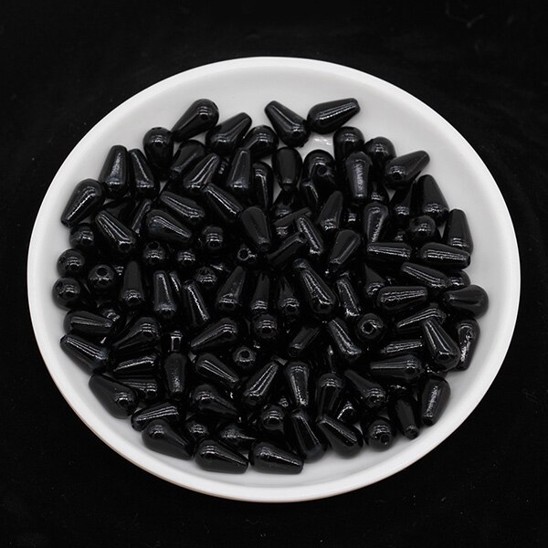 100p 6x10mm gouttelette ABS Imitation perle entretoise perles en vrac pour collier de perles bricolage boucle d'oreille fabrication de bijoux fournitures: black