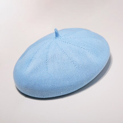Sommer beret hatte til kvinder flad hætte strik 100%  bomuld hatte dame pige baretter hat knogle kvindelige tocas maler hat solhue: 3